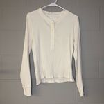 Aerie  The Road Trip Long Sleeve Henley T-Shirt in White/Cream Women’s Size Large Photo 2