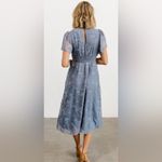 Baltic Born June Smocked Waist Floral Burnout Chiffon Midi Dress in Blue Size 3X Photo 5