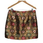 Pretty Little Thing  Brocade Mini Skirt Metallic Floral Zipper Gold Size 10 NWT Photo 14