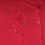Karen Scott  knit sweater cardigan button up embroidered beaded sequins size L Photo 2