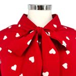 Unique Vintage Gwen Red White Heart Print Blouse Puff Sleeve Size Large Photo 2