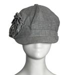 Vintage Y2K Grey 3D Flower Newsboy Cap Hat 100% Cotton D&Y Elastafit Stretch Gray Photo 4