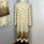 Jeanne Durrell Vintage Neutral 3 Piece Floral Long Sleeve Dress Scarf & Belt Brown Size M Photo 9