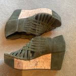 Chocolat Blu  Cork Wedge Platforms Sundance Free People 6.5 Olive Moss Green Photo 0