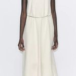 ZARA  NWT off white ivory belted front mock neck soft sleeveless midi dress Photo 2