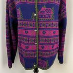 Vintage Hastings & Smith Fair Isle Outdoorsy Wool Cardigan Sweater Large Pink Photo 1