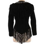 Echo Mountain Vintage 80s by Arturo Suede Western Black Jacket Fringe Beads sz S Photo 2