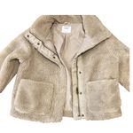 Old Navy  Women's Tan Teddy Fleece Jacket Size S Snap Button Collar Cozy cropped Photo 3
