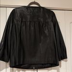 DKNY Women's Sleek Black lambskin Leather Jacket 8 3/4 sleeve Photo 4