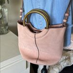 J.Crew baby pink suede 100% leather brass ring small tote bag crossbody Photo 2