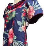 Karyl Kaye Made in Hawaii Short Sleeve Ruffle Midi Dress Blue Red Pink 12 Photo 4