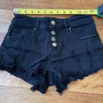 Angel Kiss Black Distressed Jean Shorts with Button Style Fly Photo 3