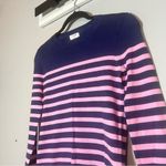 J.Crew Teddie Navy Blue Pink Striped Sweater Cotton NWT Size XXS Crewneck Photo 1
