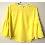 Roommates Womens Blouse M Yellow Bell Sleeve Crew Neck Casual Top Photo 2