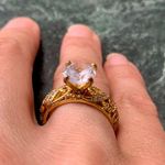 White Quartz Round Cut Ring Solid Sterling Silver Gold Plated Size 6 Photo 3