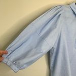 ZARA  Blue Bead Button Cropped Puff Sleeve Blouse Sz Medium Photo 6