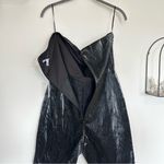 Atoir Black Faux Leather Raining Diamonds Jumpsuit Romper Size 6 Photo 3
