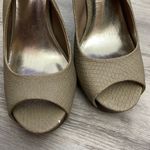 Jessica Simpson Tan Snakeskin Slingback Open Toe 5" Woodgrain Heels Size 8B/38 Photo 11