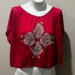 Free People  tan embroidered open back blouse Photo 0