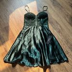 Lulus LULU’S Going Glam Dark Green Sequin Bustier Skater Dress Photo 2