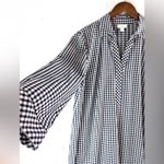 J. Jill M Cotton Blend Checked Pocketed Tent Dress Navy and White Blue Size M Photo 2