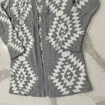 Maurice's Gray Geo Open Front Cardigan Women's Small Mid Thigh Length Relaxed Fit Photo 1