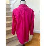 Maeve  Hot Pink Oversize Long Sleeve Button Down Cotton Blouse Photo 3