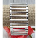 Cute Silver Tone Wide Bar Bangle Cuff Bracelet One Size Form to Fit Photo 5
