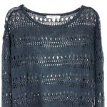 Elizabeth and James Crocheted Loose Knit Crewneck Sweater Navy Size XS Photo 2