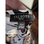 Talbots  XL Petite Blouse Berry Floral Print White Puff Sleeve‎ Short Sleeve Photo 6