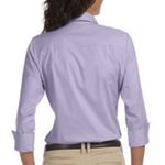 Devon & Jones Women's S Poplin Stretch 3/4 Sleeve Button Blouse Azalea Purple Sm Photo 1