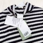 H&M Women's Black & White Striped Ribbed Long Sleeve Mock Neck Crop Top Size S Photo 4