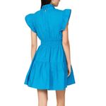 Line and Dot  Ruffle Mini Dress in Blue, Size M Photo 2