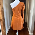 She & Sky  One-Shoulder Dress in Warm Orange Rust Photo 2