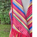 L&B  Lucky & Blessed M Western Fringe Striped Poncho Vest NWT Photo 1