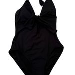 Vince Camuto NWT Tie Front Key Hole Halter One Piece Swimsuit Black Size 6 Photo 4