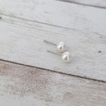 Vintage Stud Earrings Dainty Faux Pearl Dainty 0.25" Photo 2