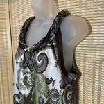 Dress Barn Purple White Green Paisley Halterneck Silk Feel Long Tank Top Large Photo 6