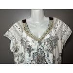 Fashion Bug Women's Size XL Hippie Aztec Print Beaded V Neck Mandala Blouse Photo 1