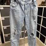 Old Navy Boyfriend Mid Rise Light Wash Distressed Straight Jeans Tall Photo 0