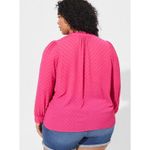 Torrid  Womens Chiffon‎ Clip Dot Ruffle Neck Tie Front Top Sz 2X Pink Crochet Photo 7