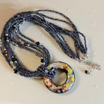 Beaded Necklace Multistrand Center Glass Focal Donut Bead Multicolor Adjustable Photo 15