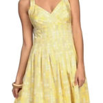 Calvin Klein Fit & Flare Pleated Yellow Polka Dot Sundress Cotton Poplin, Sz 8 Photo 0
