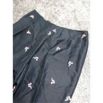 Women’s Vintage y2k 100% Silk Cherry Trouser Pants 10P Black Photo 8