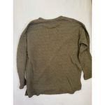 ZARA  Olive Green Textured Crinkle Knit Long-Sleeve Top Side Slit Hem Size M Photo 2