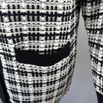 Babaton Lacer Cardigan Sweater Size 2XS Ivory Black Tweed Plaid Merino Wool Knit Photo 2