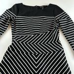 BCBG Maxazria Koryn Black White Striped Dress 3/4 sleeves Size M Photo 2