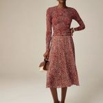 J.Crew 💕💕 Gwyneth Pleated Skirt Chiffon ~ Vintage Red Strawberry Print Large Photo 5