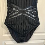Kenneth Cole Women's  Crochet Detail Halter Black Swimsuit Size XL EUC #6942 Photo 2