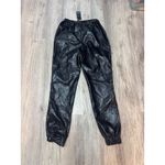 Nasty Gal Collection Black Vinyl Analysis Pants Joggers Elastic Waist Size 6 NWT Photo 2